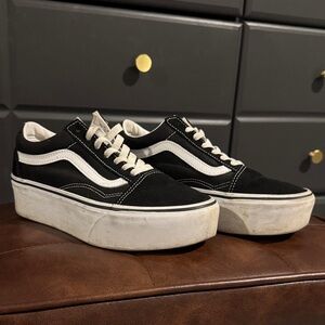 Vans Women's Black and White Platform Sneakers